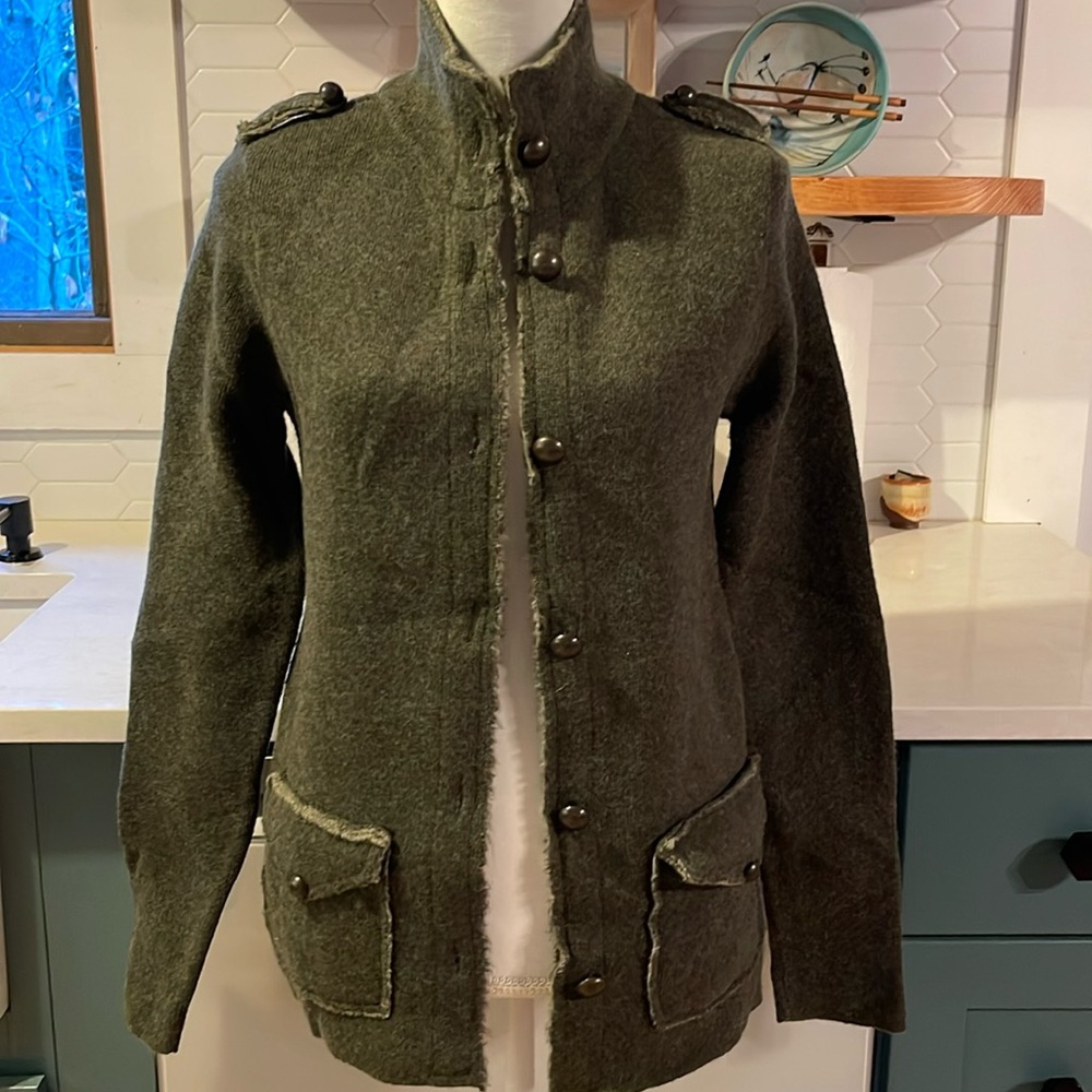 Marv Army Green Utility Style Sweater